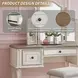 Realyn Chipped White Vanity with Mirror and Stool