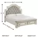 Realyn Chipped White California King Upholstered Panel Bed With Storage Footboard Bench