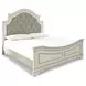 Realyn Chipped White King Upholstered Panel Bed