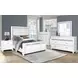 B00764 White Upholstered Queen Panel Bed with Lighted Headboard