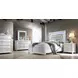 B00764 White Upholstered Queen Panel Bed with Lighted Headboard