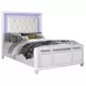 B00764 White Upholstered Queen Panel Bed with Lighted Headboard