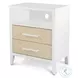 Oceanview Sand and Stark White 2 Drawer Woven Nightstand with USB Charging