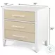 Oceanview Sand and Stark White 3 Drawer Woven Nightstand with USB Charging