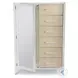 Oceanview Sand and Stark White Woven 6 Drawer 1 Mirrored Door Chest