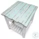 Garden Gate Distressed Bleu and White Rectangular End Table