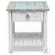 Garden Gate Distressed Bleu and White Rectangular End Table