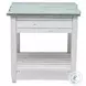Garden Gate Distressed Bleu and White Rectangular End Table