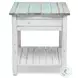 Garden Gate Distressed Bleu and White Rectangular End Table
