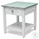 Garden Gate Distressed Bleu and White Rectangular End Table
