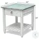 Garden Gate Distressed Bleu and White Rectangular End Table