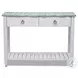 Garden Gate Distressed Bleu and White Rectangular Console Table