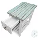 Garden Gate Distressed Bleu and White Rectangular Chairside Table