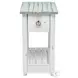 Garden Gate Distressed Bleu and White Rectangular Chairside Table