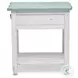 Garden Gate Distressed Bleu and White Rectangular Chairside Table
