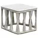 Alexa Outdoor Seating White Outdoor Square Stone Top Side Table