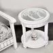 Monaco Blanc Round Glass Top End Table with Palms Insert
