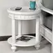 Monaco Blanc Round Glass Top End Table with Tray Insert