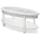 Monaco Blanc Oval Glass Top Coffee Table with Palms Insert