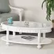 Monaco Blanc Oval Glass Top Coffee Table with Tray Insert