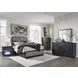 Rowanbeck Gray and Black Upholstered Panel Bedroom Set