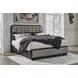 Rowanbeck Gray and Black King Upholstered Panel Bed