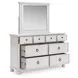 Chadworth Antique White 8 Drawer Dresser and Rectangular Mirror