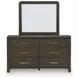 Darimore Burnished Brown 6 Drawer Dresser and Rectangular Mirror