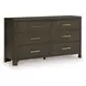 Darimore Burnished Brown 6 Drawer Dresser