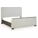 Darimore Burnished Brown and White Performance Fabric King Upholstered Panel Bed
