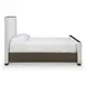 Darimore Burnished Brown and White Performance Fabric Queen Upholstered Panel Bed