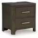 Darimore Rich Burnished Brown 2 Drawer Nightstand with USB Charging