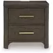 Darimore Rich Burnished Brown 2 Drawer Nightstand with USB Charging