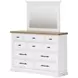 Ashbryn White and Natural 10 Drawer Dresser with Rectangular Mirror