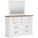 Ashbryn White and Natural 10 Drawer Dresser with Rectangular Mirror