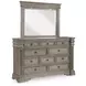 Blairhurst Light Grayish Brown 10 Drawer Dresser and Rectangular Mirror with LED