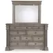 Blairhurst Light Grayish Brown 10 Drawer Dresser and Rectangular Mirror with LED