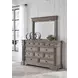 Blairhurst Light Grayish Brown 10 Drawer Dresser and Rectangular Mirror with LED
