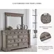 Blairhurst Light Grayish Brown 10 Drawer Dresser and Rectangular Mirror with LED