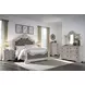 Andonhall Antique White and Gray California King Upholstered Panel Bed