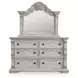 Andonhall Antique White 6 Drawer Dresser and Arched Mirror