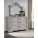 Andonhall Antique White 6 Drawer Dresser and Arched Mirror