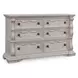 Andonhall Antique White and Gray Upholstered Panel Bedroom Set