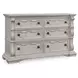 Andonhall Antique White 6 Drawer Dresser and Arched Mirror