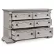Andonhall Antique White 6 Drawer Dresser and Arched Mirror