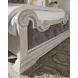 Andonhall Antique White and Gray California King Upholstered Panel Bed