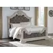 Andonhall Antique White and Gray California King Upholstered Panel Bed