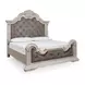 Andonhall Antique White and Gray California King Upholstered Panel Bed