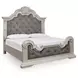 Andonhall Antique White and Gray King Upholstered Panel Bed