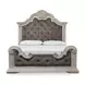 Andonhall Antique White and Gray California King Upholstered Panel Bed